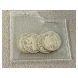 4 Barber Silver Dimes