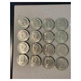 16 1970's Kennedy Halves