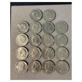 18 Early 1970's Kennedy Halves