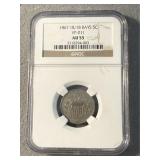 AU 55 1867 18/18 Rays Sheild Nickel