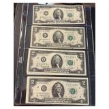 6 Nice 1976 Two Dollar Bills