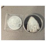 Two 1 Ounce Silver Bullion Pieces