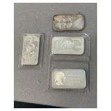 Four 1 Ounce Silver Bars