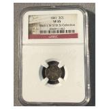 VF 35 1861 Silver 3 Cent Piece