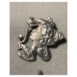 Art Nouveau Silver Potrait Brooch