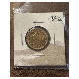 1892 Liberty Head $5 Gold Half Eagle