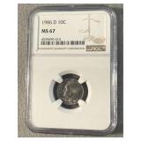 MS 67 1986 D Dime