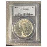 MS63 1922 Silver Peace Dollar