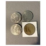 4 Eisenhower $1 Dollar Coins