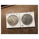 2 1921 Morgan Silver Dollars