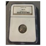 MS 67 1939 D Mercury Dime