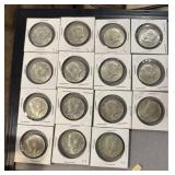 15 Kennedy Silver Clad Half Dollars