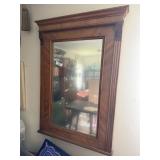 Rectangular Antique Wooden Wall Mirror