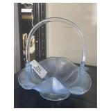 Fenton Ice Blue Melon Rib Stretch Glass Basket