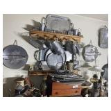 Aluminum Ware & 2 Small Shelves