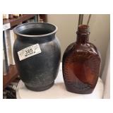 Pottery Vase & Syrup Bottle