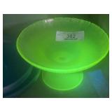 Stretch Uranium Glass Footed Bowl