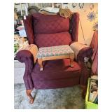 Upholstered Wing Back Chair & Footstool