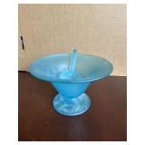 Etched Vaseline Glass Bowl