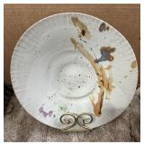Signed Stoneware Art Pottery Bowl & Stand