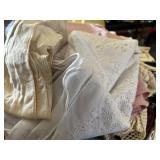 Box of Vintage Linens / Fabric