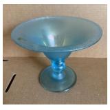 Blue Stretch Glass Open Compote