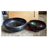 2 Purple Art Glass Bowls