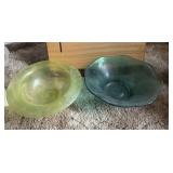 2 Stretch Glass Footed Bowls