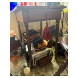 Antique One Drawer Table & Misc. Collectibles