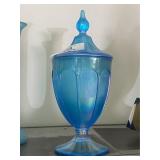 Stretch Glass Lidded Compote