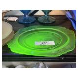 Vintage Green Depression Glass Plate