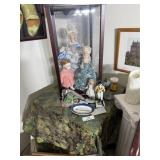 Table, Doll Showcase, 5 Dolls & More