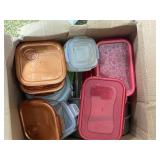 Box of Plastic Kitchen Storage Containers