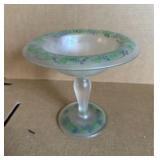 Hand Painted Stretch Glass Open Compote