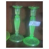 2 Stretch Glass Candlesticks