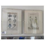 2 Antique French Fashion Plates
