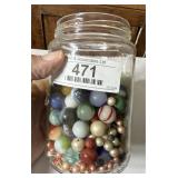 Jar of Vintage Collectible Marbles