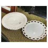 Vintage Milk Glass Cake Stand & Platter