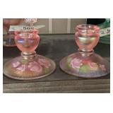 2 Fenton Stretch Glass Candleholders