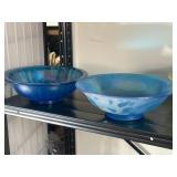 2 Large Vintage Stretch Glass Bowls