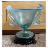 Blue Fenton Art Glass Stretch Glass Vase