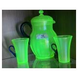 Fenton Topaz Vaseline Stretch Glass Pitcher