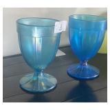 2 Vintage Pieces of Blue Stretch Glass