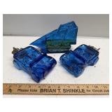 Avon Blue Glass Car & Sailboat Decanters