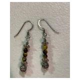 Tigers Eye Vintage Earrings