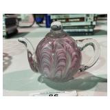Hand Blown Art Glass Teapot Paperweight