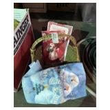 Basket with Books & Holiday Towel