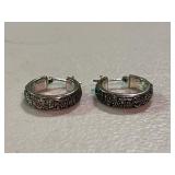 Ornate Sterling Silver Bali Style Hoop Earrings