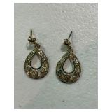 Sterling Silver Tri Color Vintage Earrings