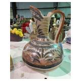 Vintage Mexican Folk Art Tonala Pottery Pitcher